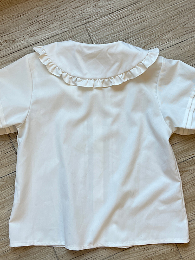 Creamy Puff Sleeve Doll Blouse-ntbhshop