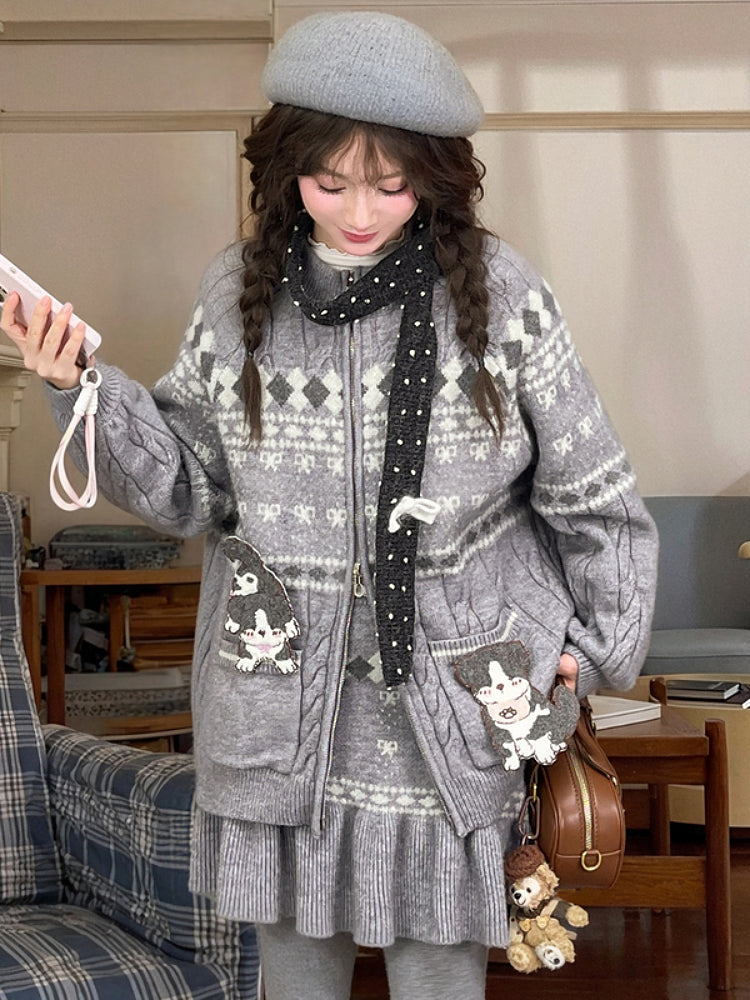 Snow Pup Knit Sweater & Skirt-ntbhshop