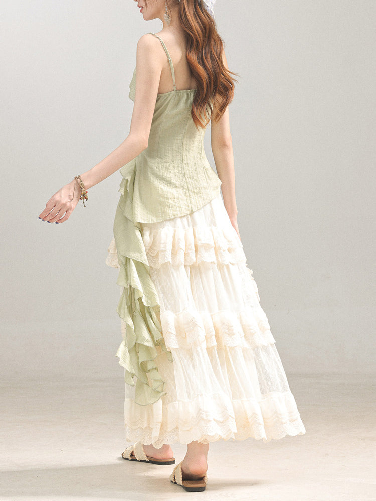 Honeydew Ruffle Top & Maxi Skirt-Sets-ntbhshop
