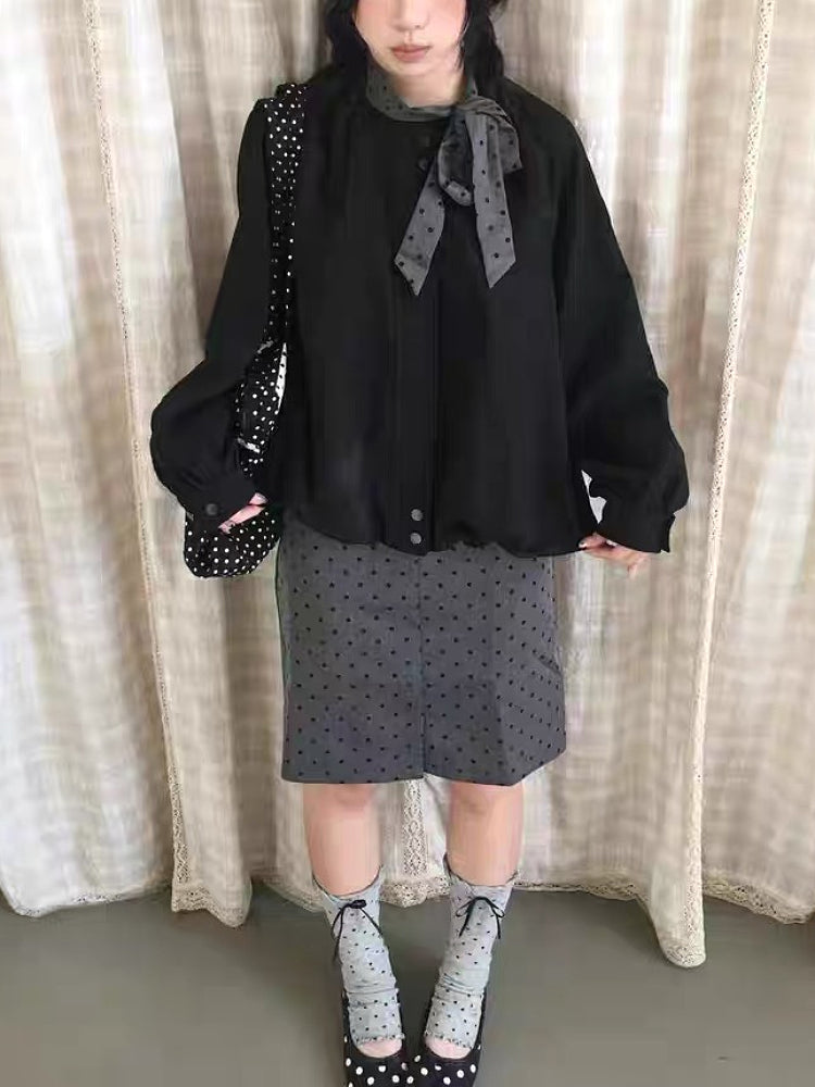 Seoul Sweet Bubble Jacket & Dots Skirt-ntbhshop