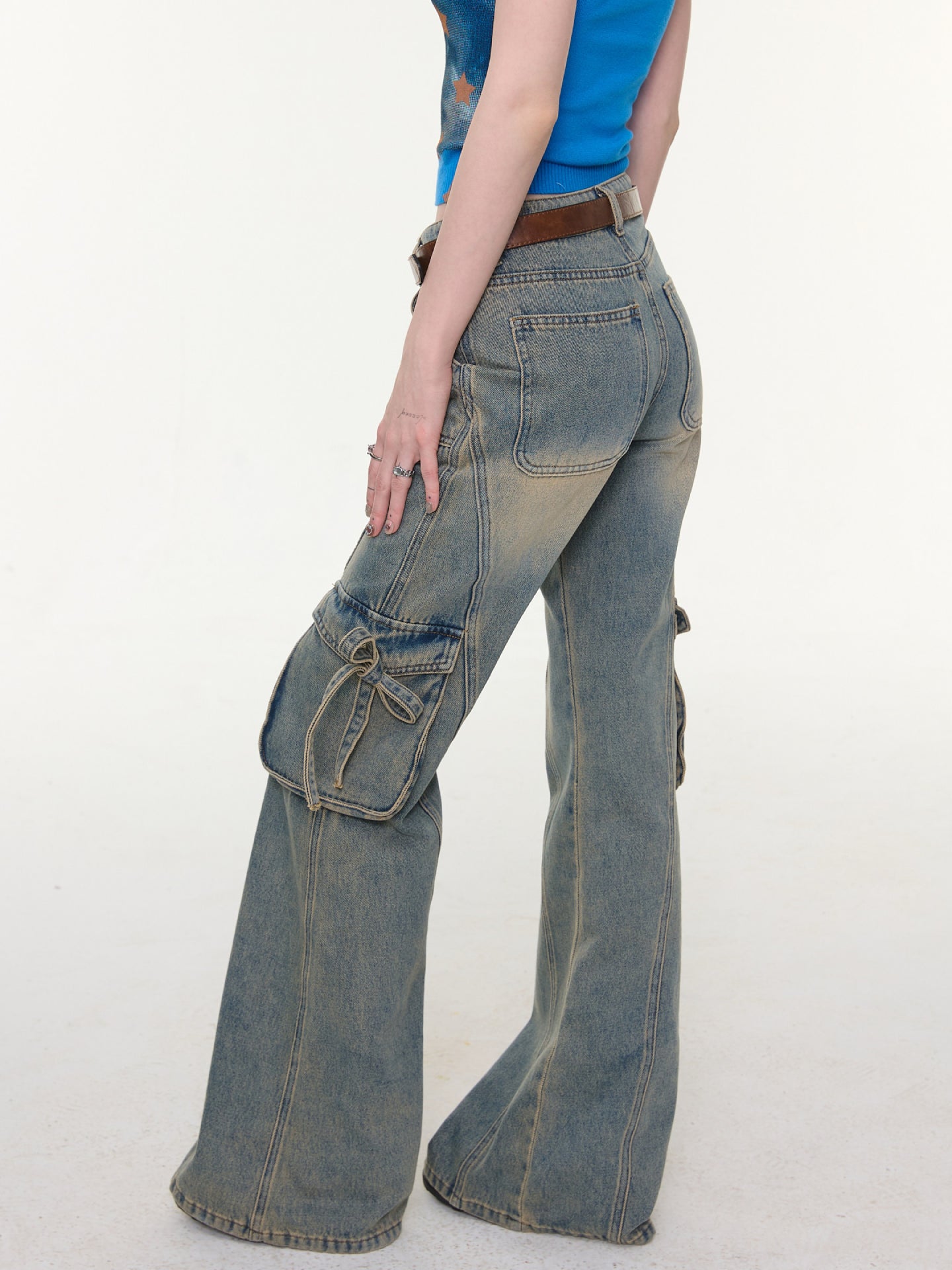 Bow Pocket Bootcut Jeans-Bottoms-ntbhshop