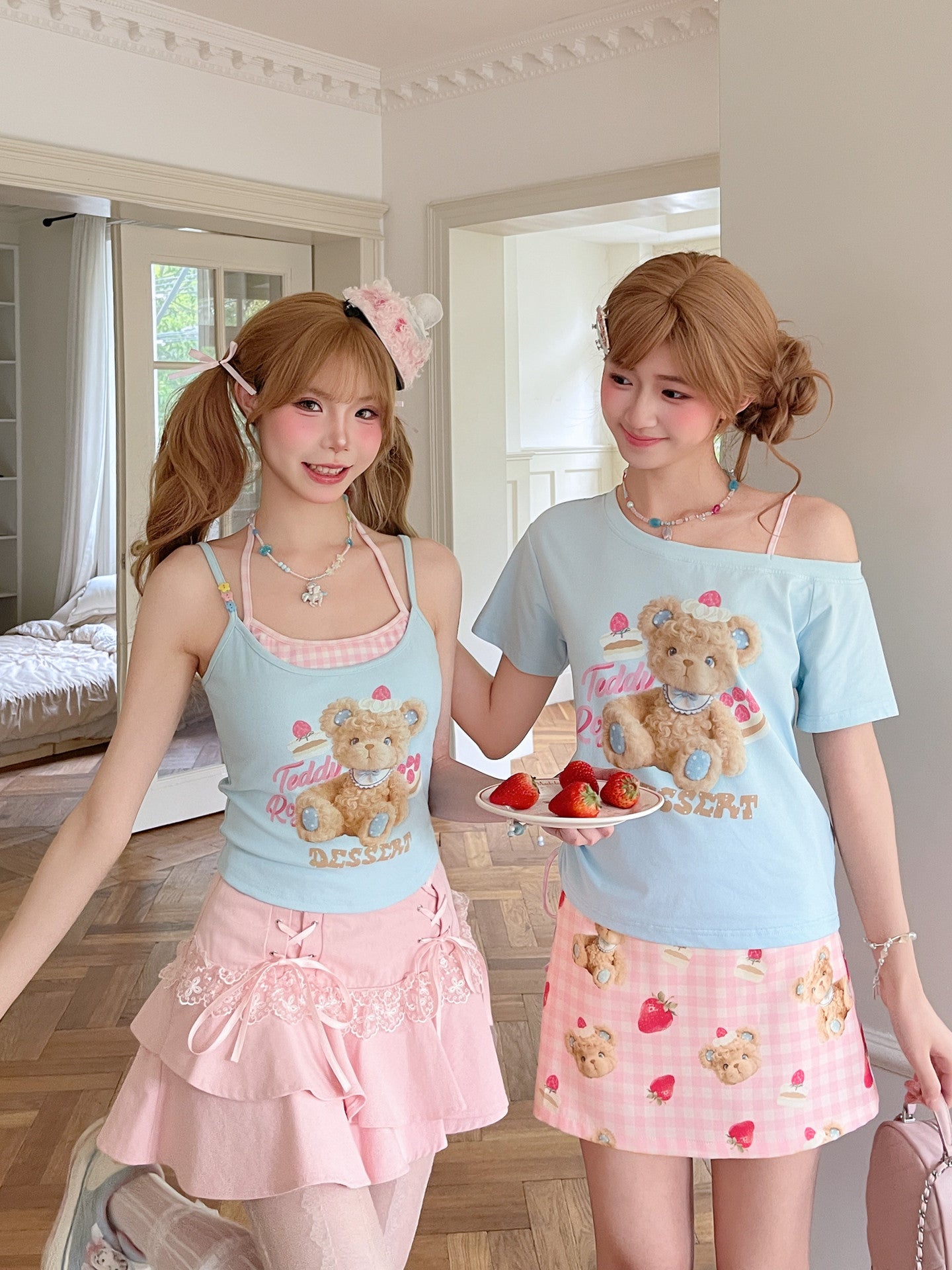 Berry Teddy Off Shoulder Tee-Tops-ntbhshop
