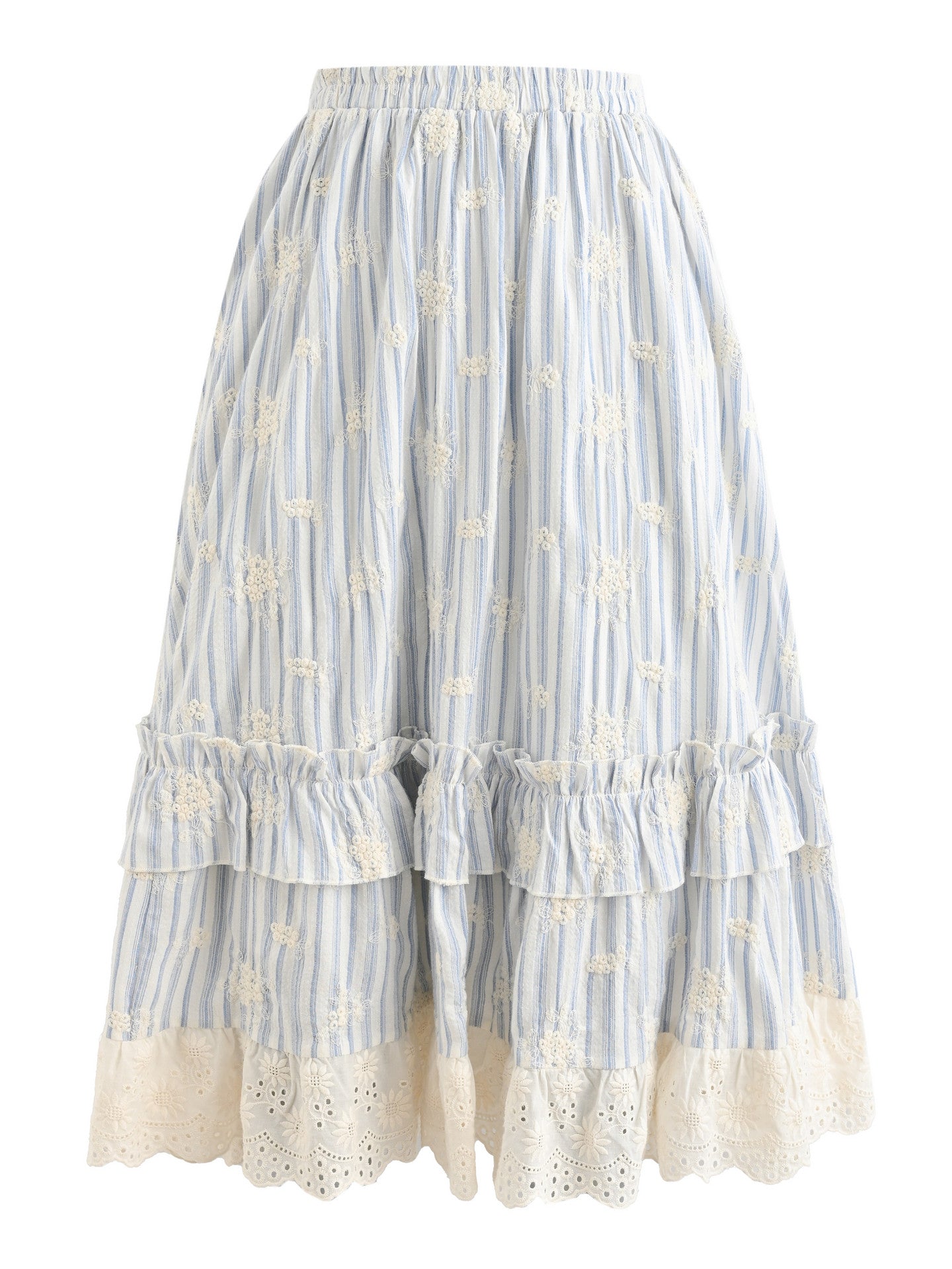 Blue Postcard Midi Skirt-Bottoms-ntbhshop