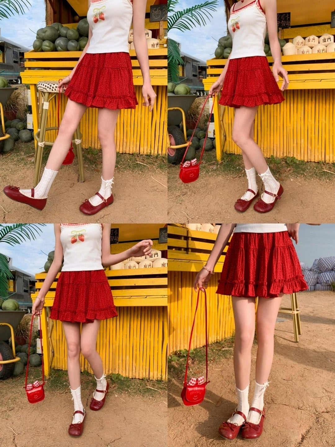 Berry Patch Polka Mini Skirt-Bottoms-ntbhshop