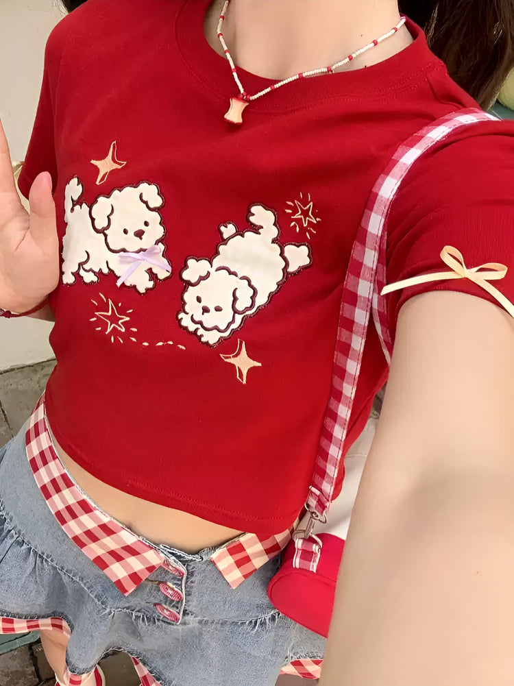 Cherry Puppy Crop Top-Tops-ntbhshop