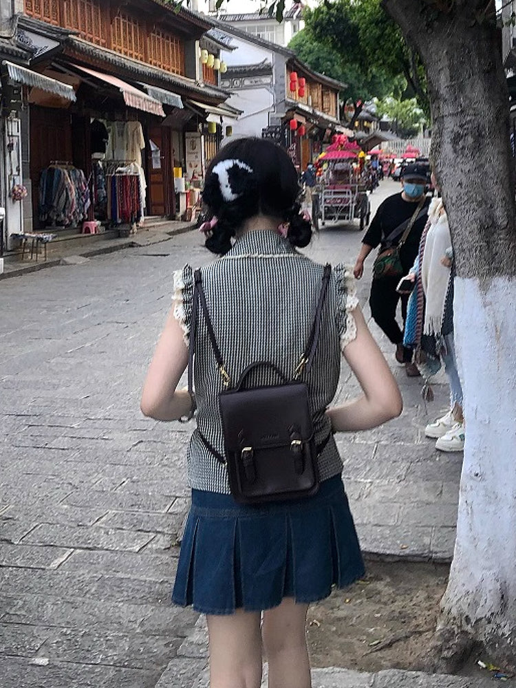 Cherry Pop Fairy Sleeve Gingham Blouses-ntbhshop