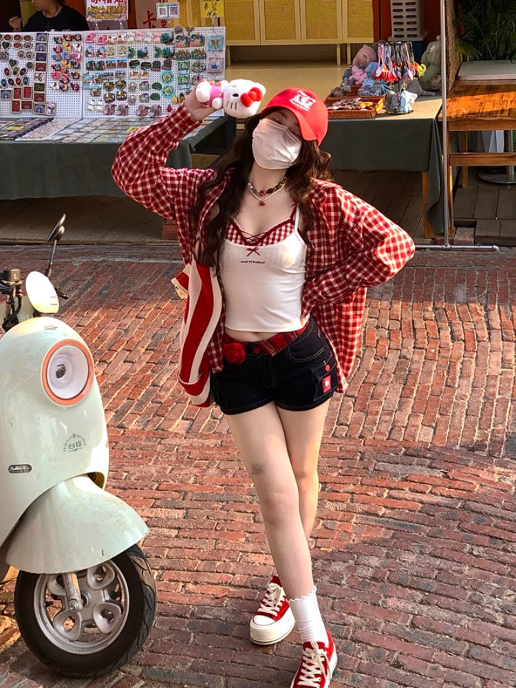 Shibuya Cherry Kitty Denim Hottie Shorts-ntbhshop