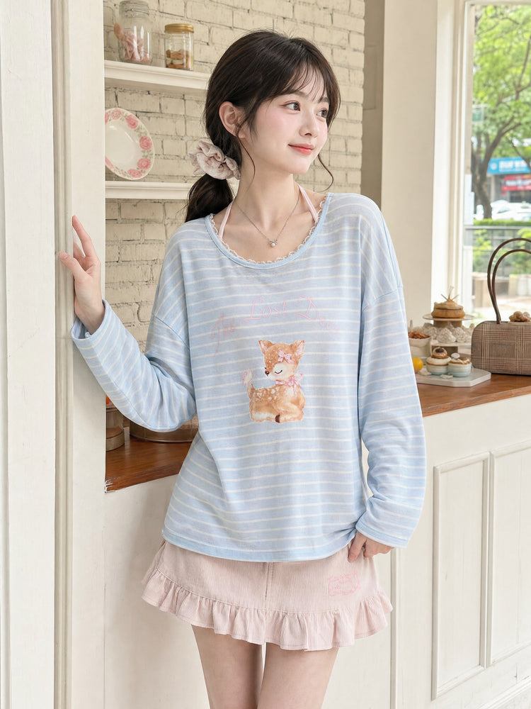 Dear Bambi Stripe Lyocell Top-Tops-ntbhshop