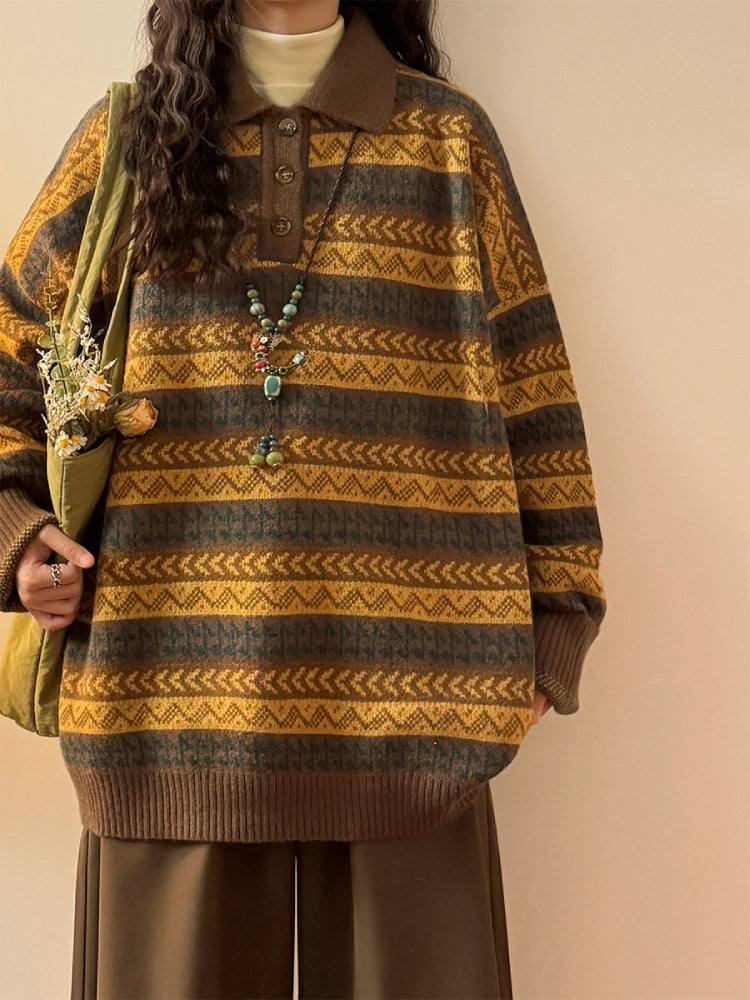 Mustard Grove Polo Knit Sweater-ntbhshop