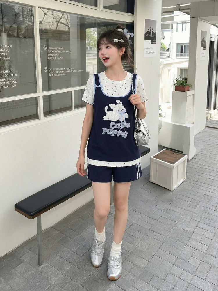 Cute Puppy Layer Tee-Tops-ntbhshop