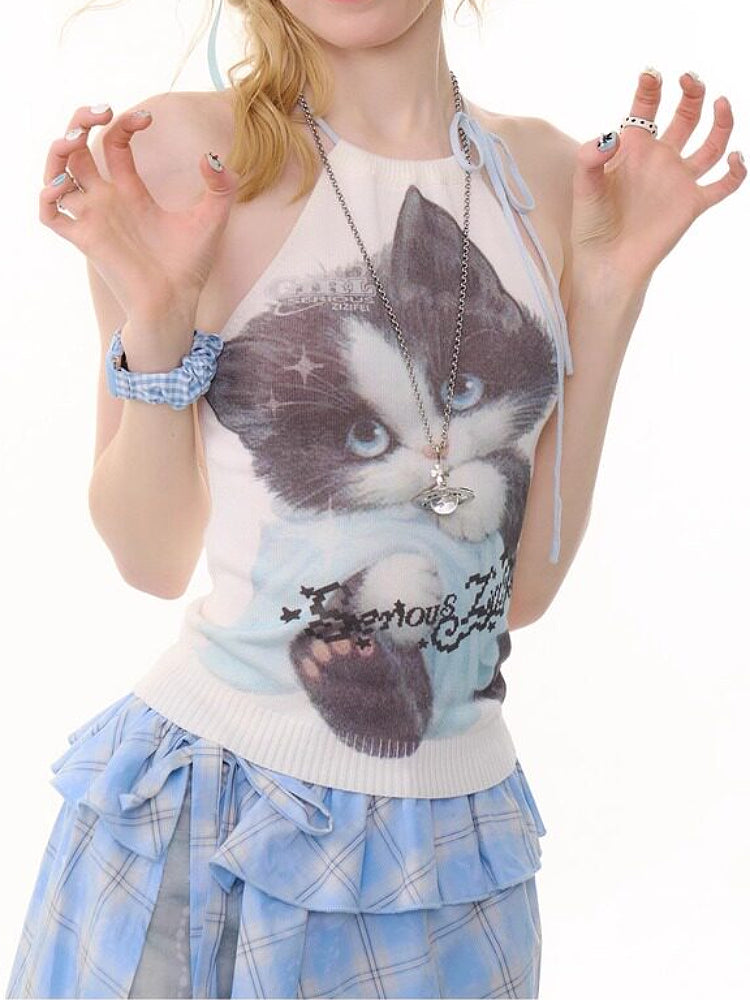 Serious Cat Halter Top-Tops-ntbhshop