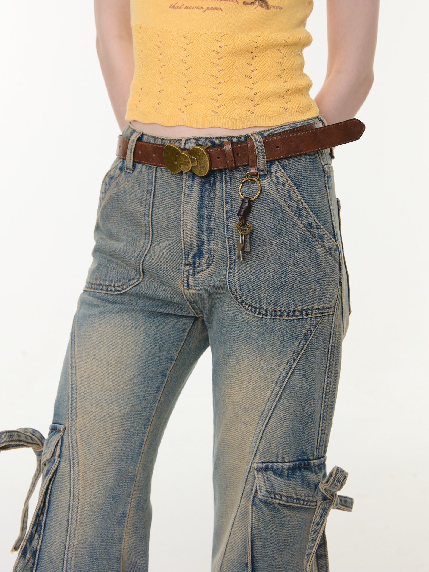 Bow Pocket Bootcut Jeans-Bottoms-ntbhshop