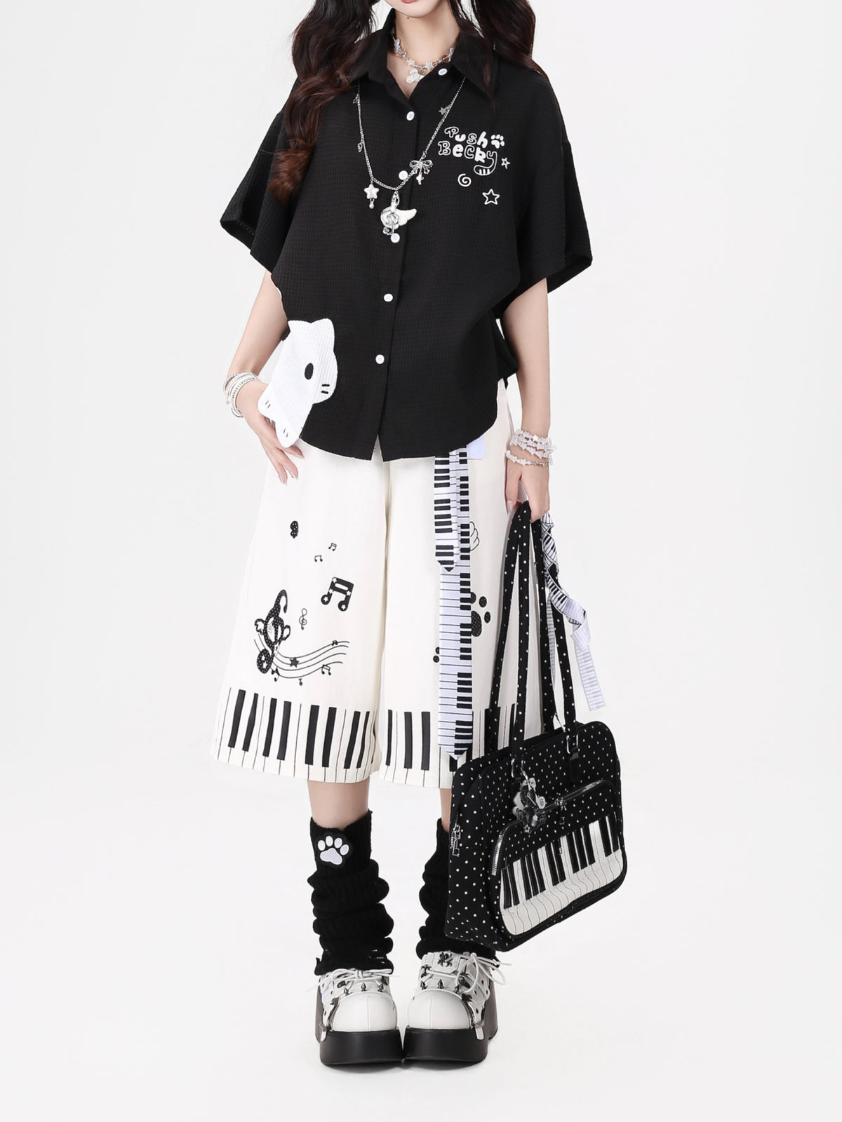 Piano Paws Culotte Shorts-Bottoms-ntbhshop