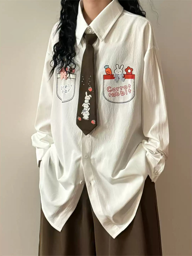 Carrot Bunny Tie Shirts-Tops-ntbhshop