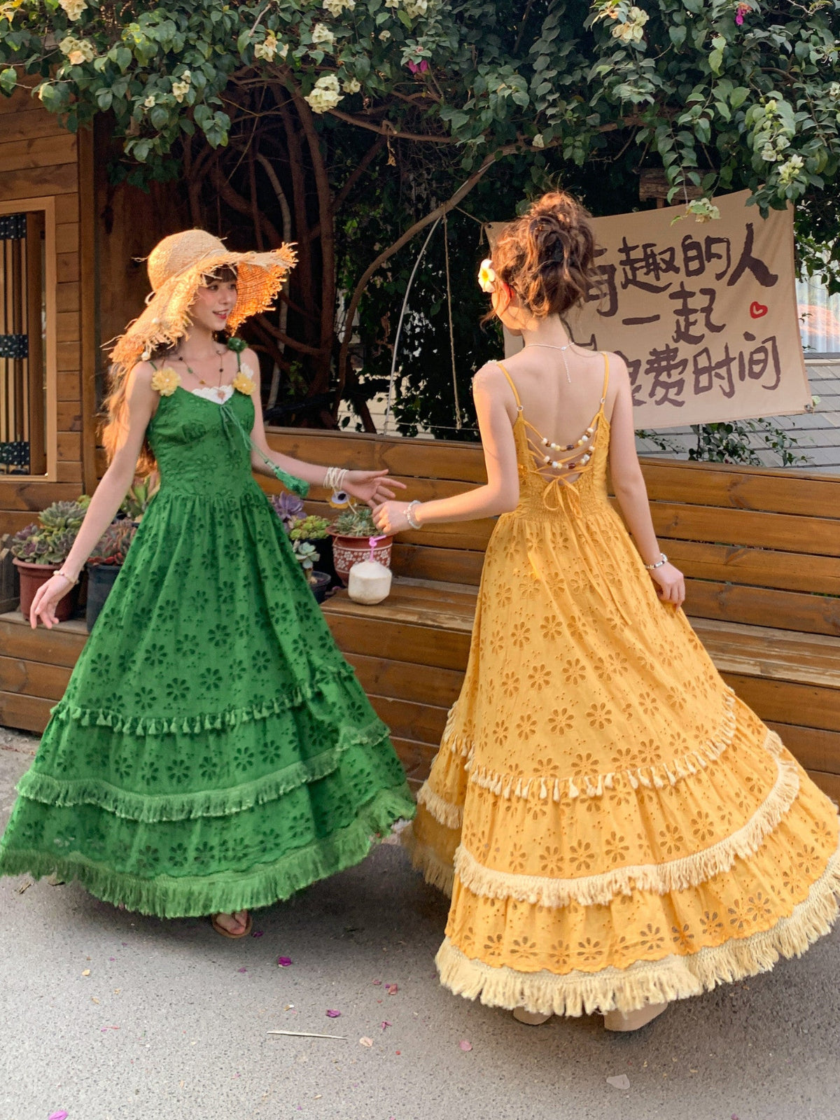 Tropical Bloom Eyelet Sundresses-Dresses-ntbhshop