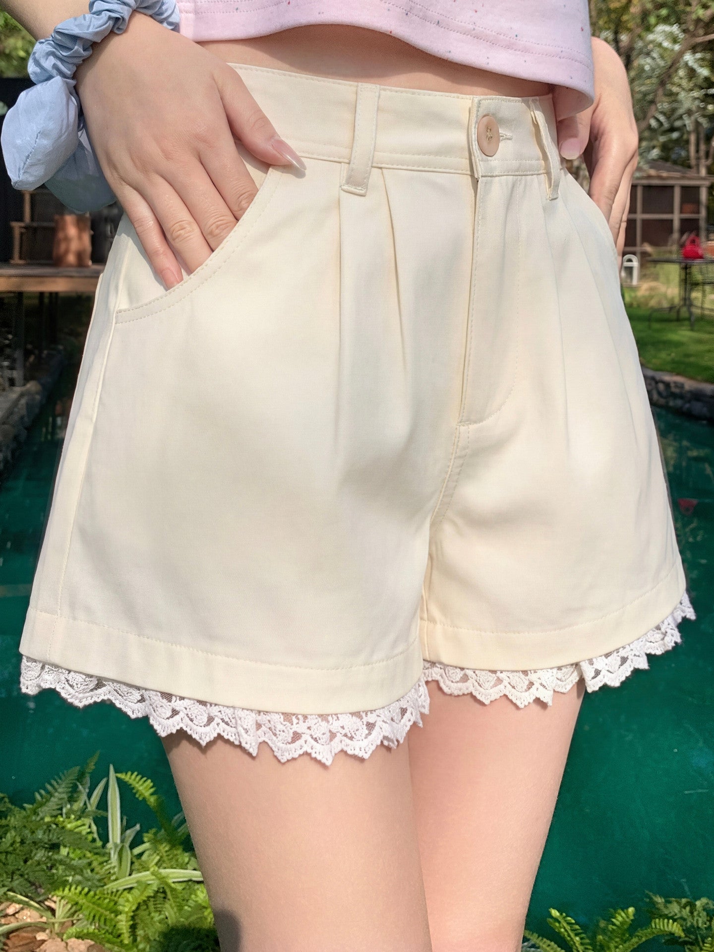 Soft Cream Lace Shorts-Bottoms-ntbhshop