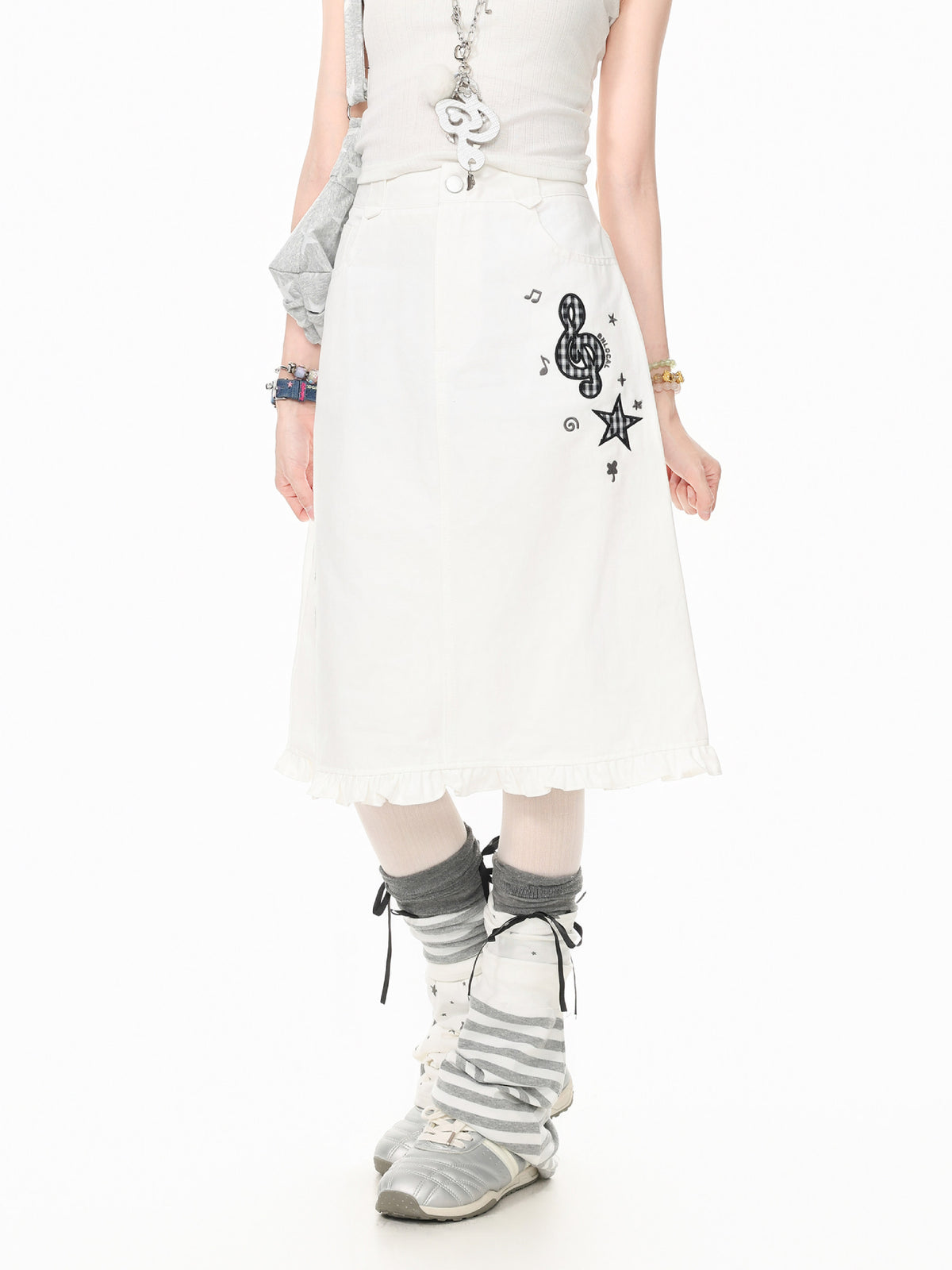 Whimsy Melody Cotton Midi Skirts-Bottoms-ntbhshop