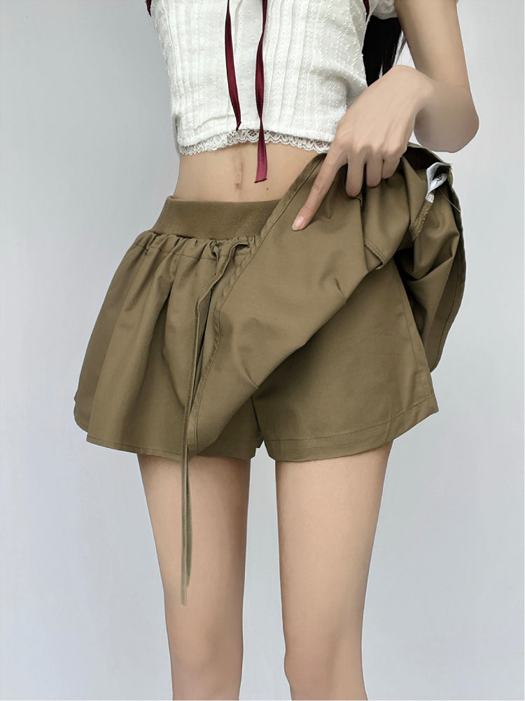 Soft Tencel Puff A-line Skorts-ntbhshop