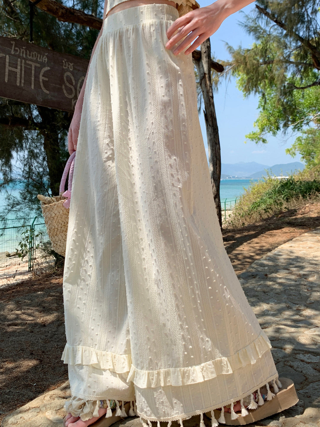 Seaside Tassel Wide Leg Pants-Bottoms-ntbhshop