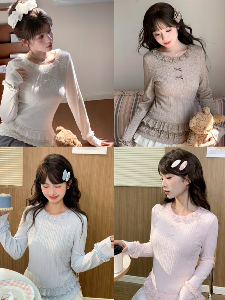 Cupcake Frill Knit Base Tops-ntbhshop