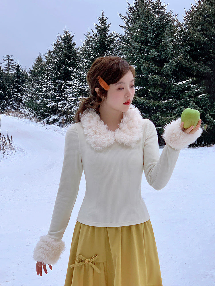 Frosty Fluff Cloud Collar Knit Top-ntbhshop