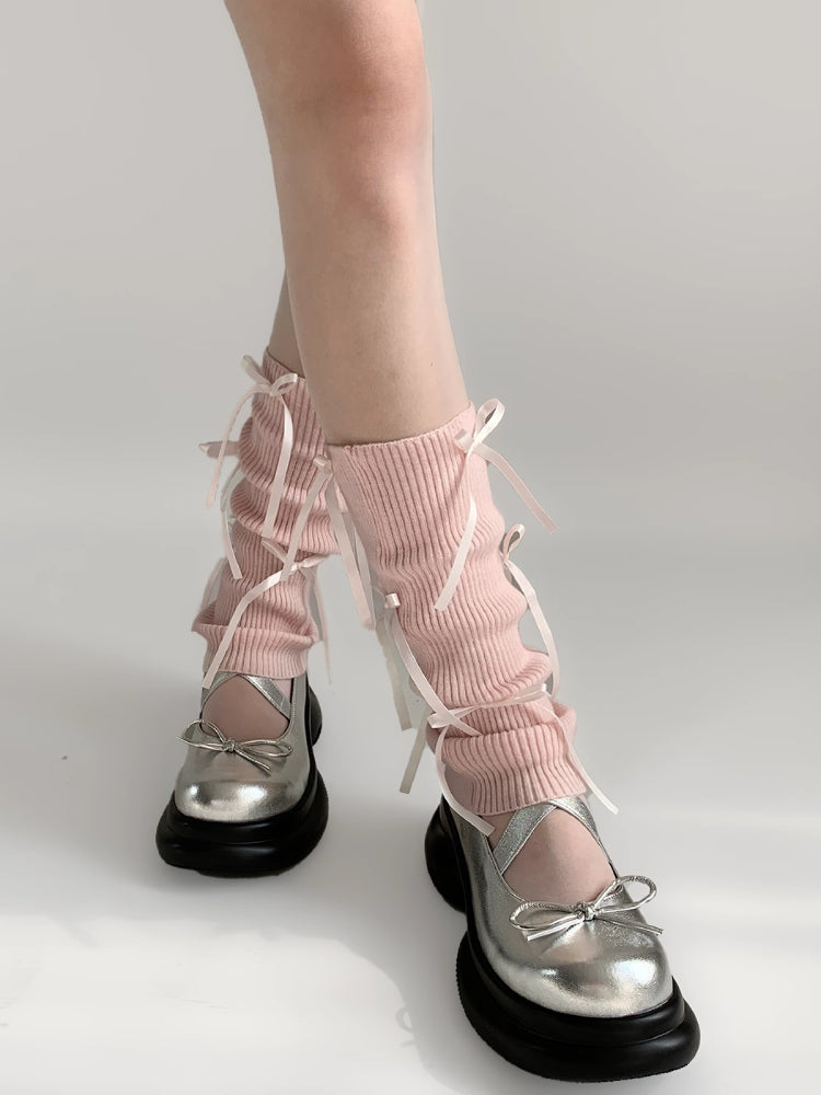 Ribbon Pirouette Knit Leg Warmers-ntbhshop