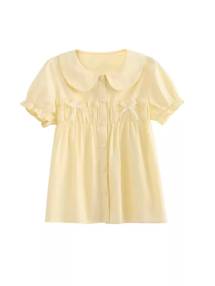 Petite Ribbon Babydoll Blouses-Tops-ntbhshop