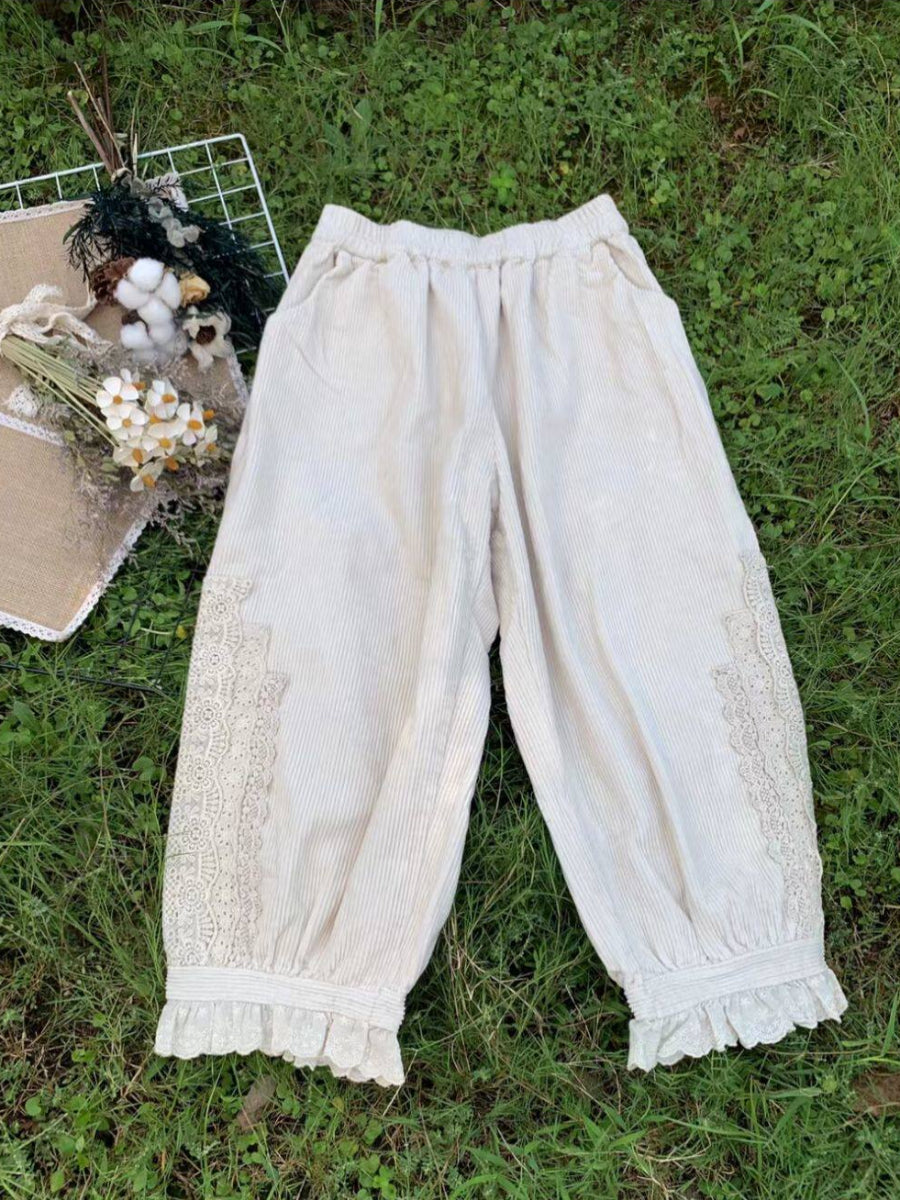 Oat Lace Mori Corduroy Bloomers-Bottoms-ntbhshop