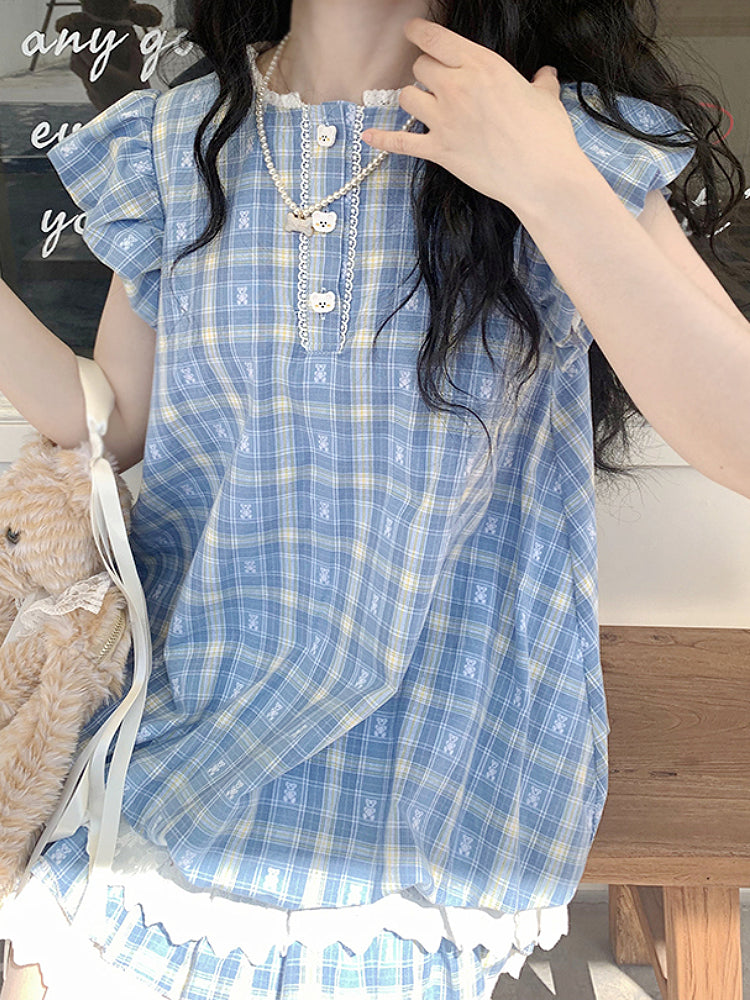 Gingham Bear Doll Cake Dresses-ntbhshop