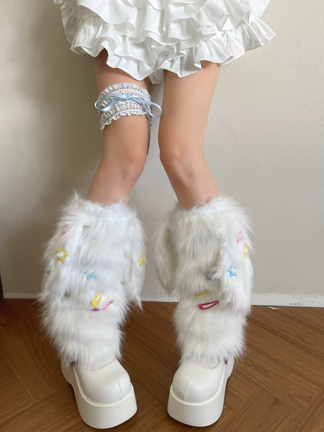 Snow Bunny Stardust Fur Leg Warmers-ntbhshop