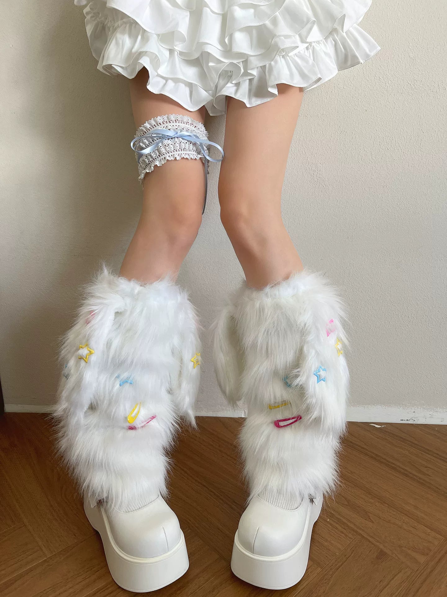 Snow Bunny Stardust Fur Leg Warmers-ntbhshop