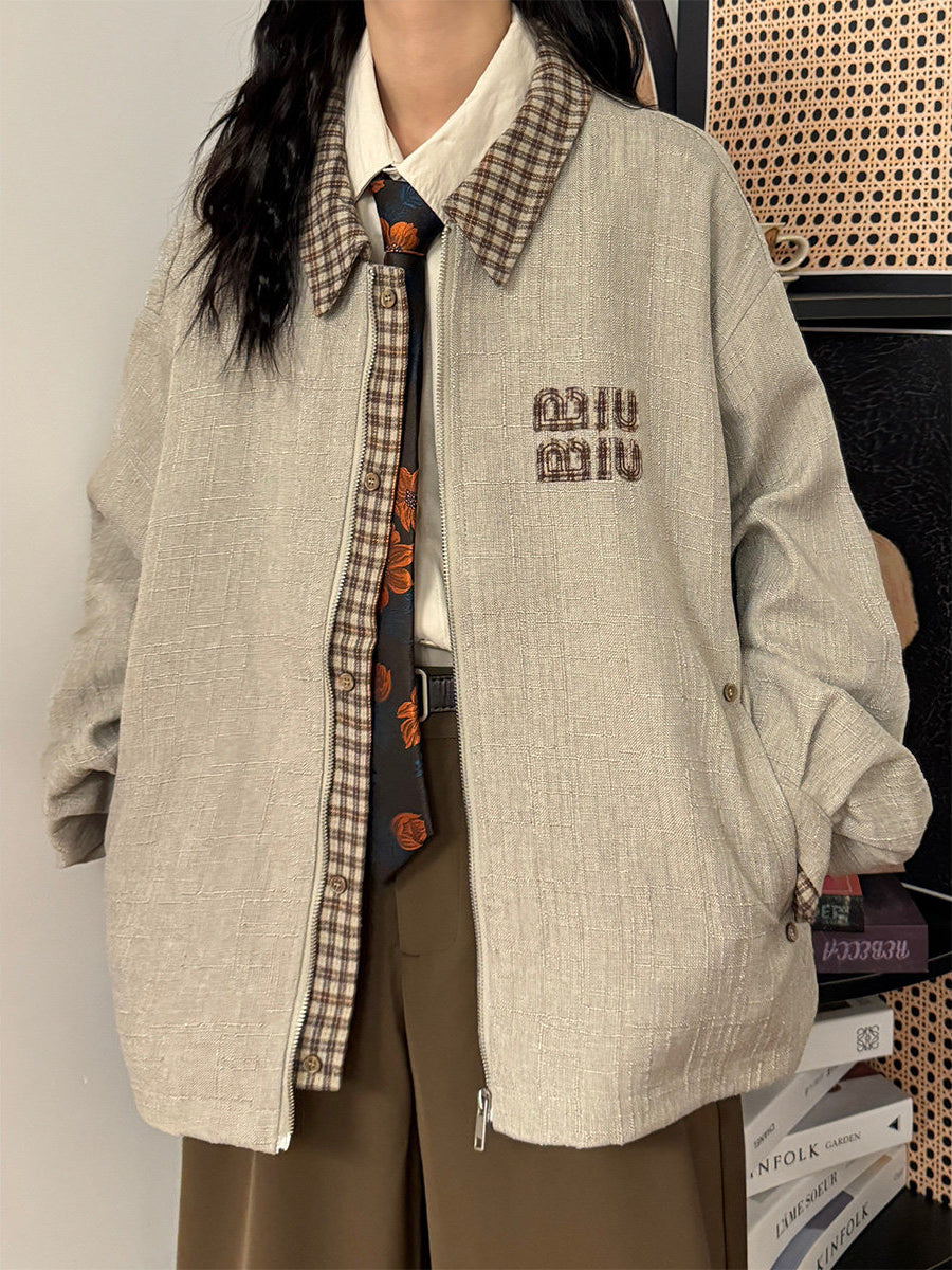 Oat Milk Check Cargo Jacket-Outerwear-ntbhshop