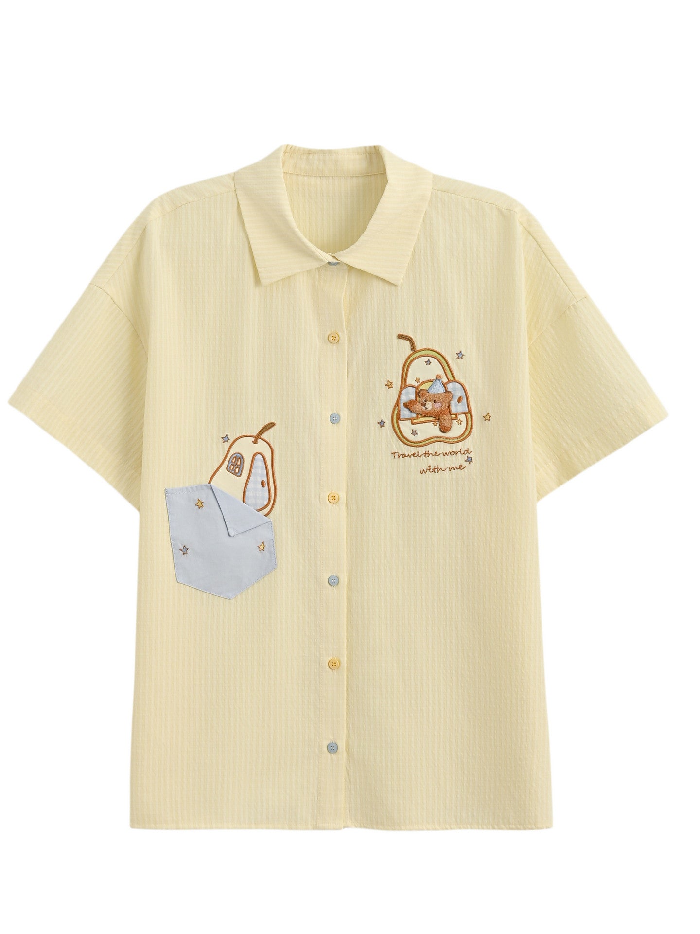 Pear Bear Stripe Shirt-Tops-ntbhshop