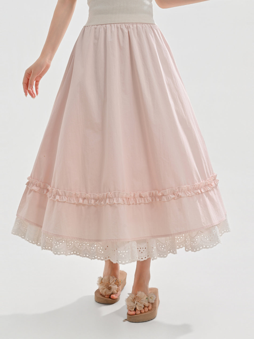 Milk Lace Ruffle Skirts-Bottoms-ntbhshop