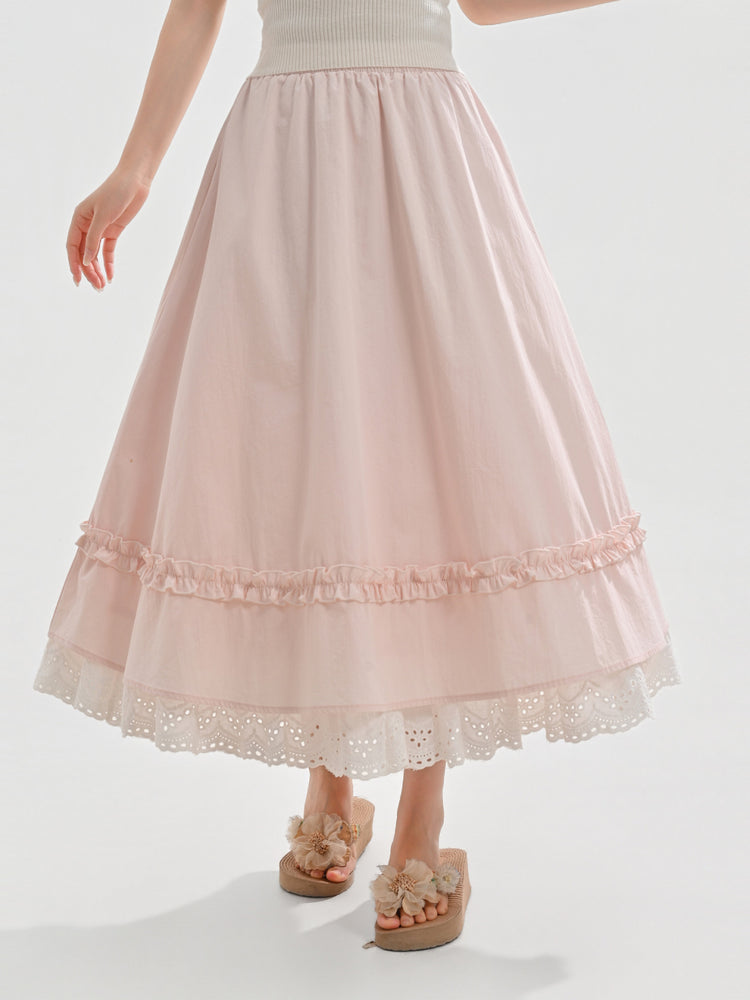 Milk Lace Ruffle Skirts-Bottoms-ntbhshop