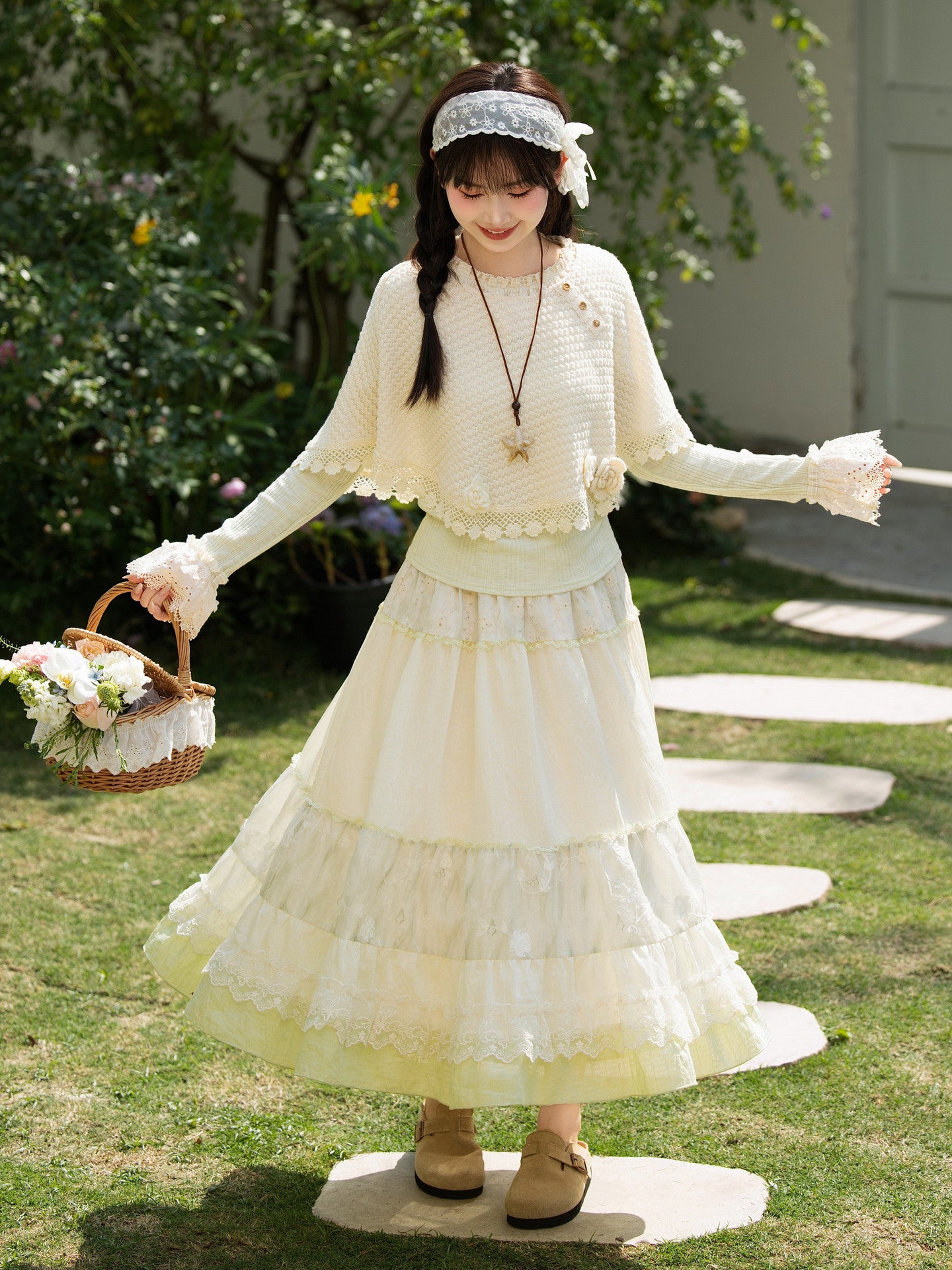 Sage Petal Layer Skirt-Bottoms-ntbhshop