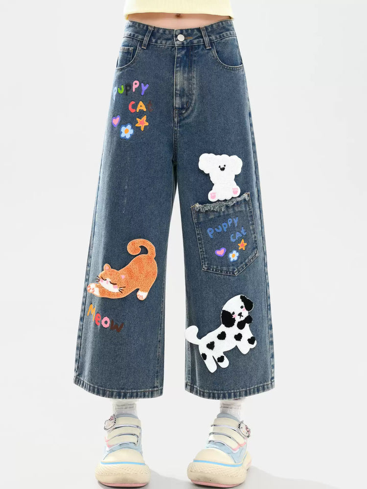 Puppy Party Denim Culottes-Bottoms-ntbhshop