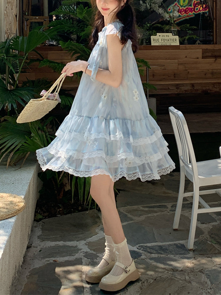 Bluebell Fairy Sleeve Lace Dress-ntbhshop