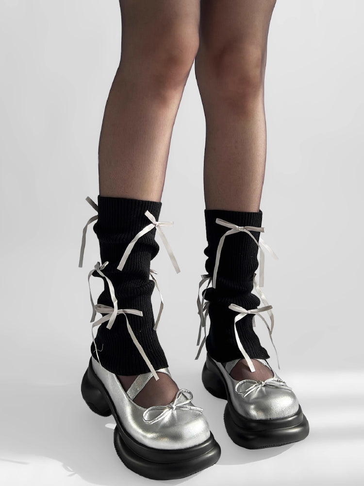 Ribbon Pirouette Knit Leg Warmers-ntbhshop