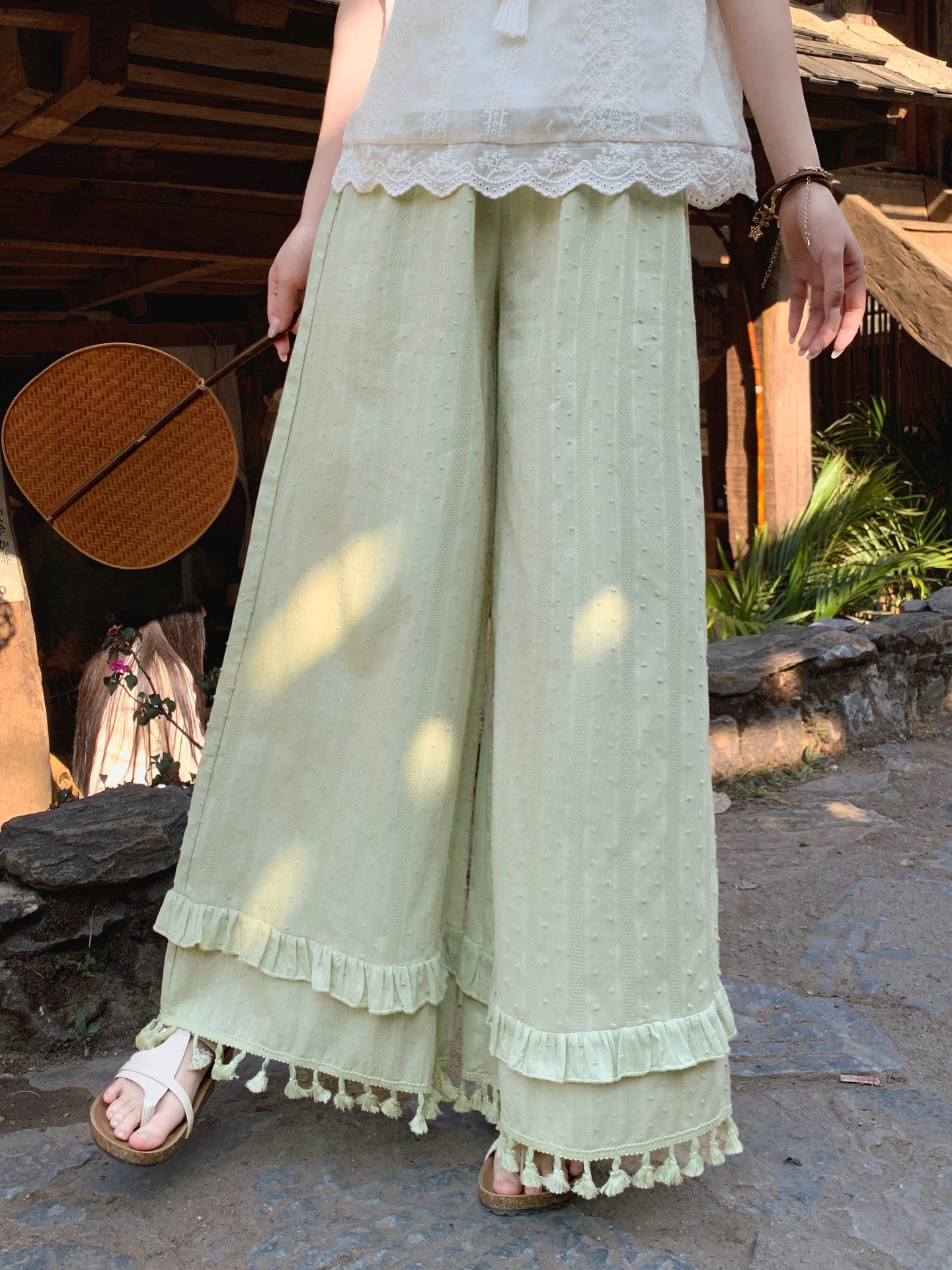 Meadow Tassel Cotton Pants-Bottoms-ntbhshop