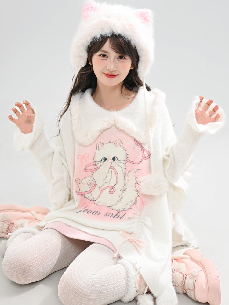 Angel Whiskers Ribbon Knit Sweater-ntbhshop