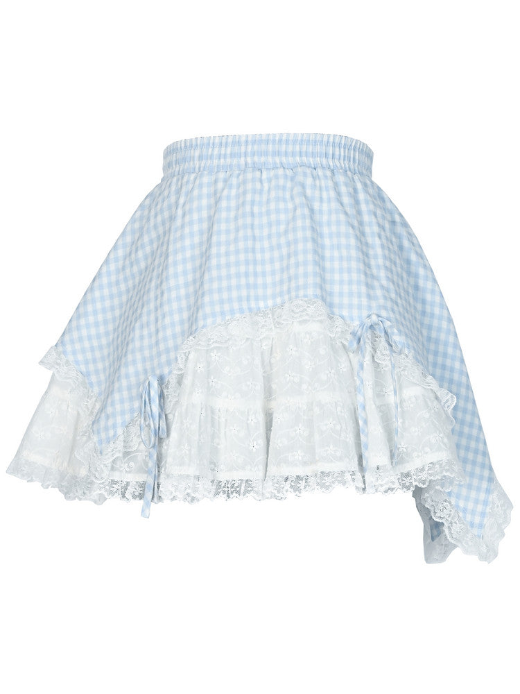 Blue Frost Gingham Skirt-Bottoms-ntbhshop