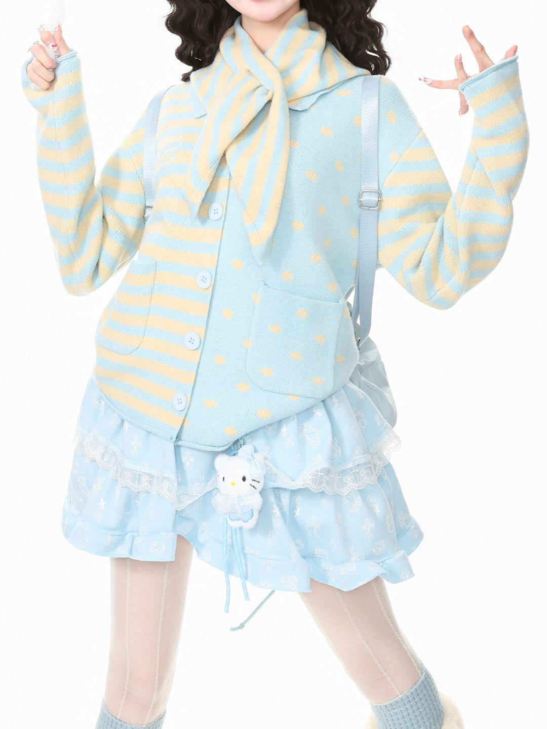 Candy Stripe Scarf Cardigans-Outerwear-ntbhshop