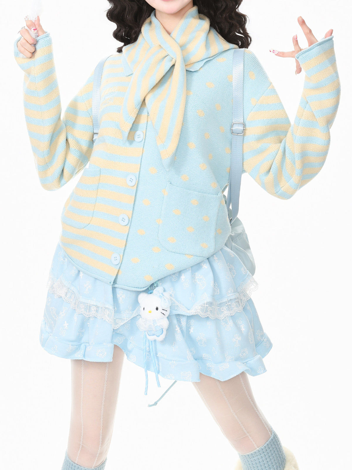 Candy Stripe Scarf Cardigans-Outerwear-ntbhshop