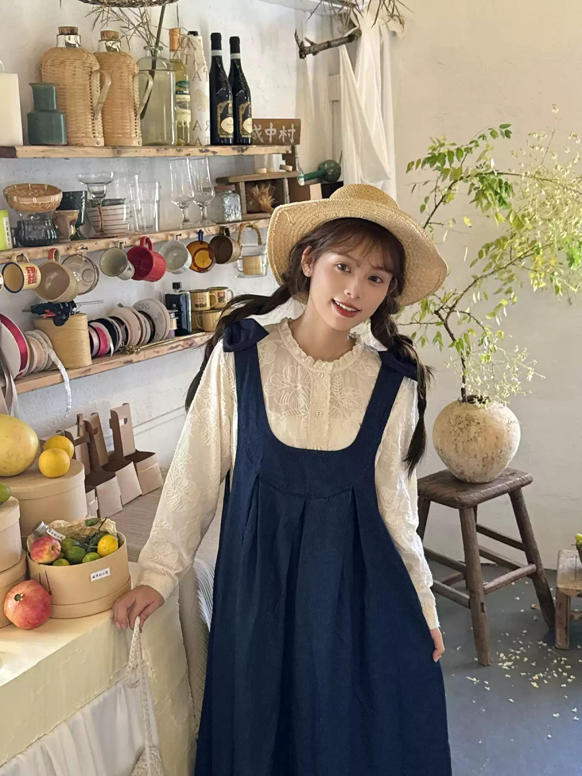 Forest Path Denim Pinafore Dress-Dresses-ntbhshop