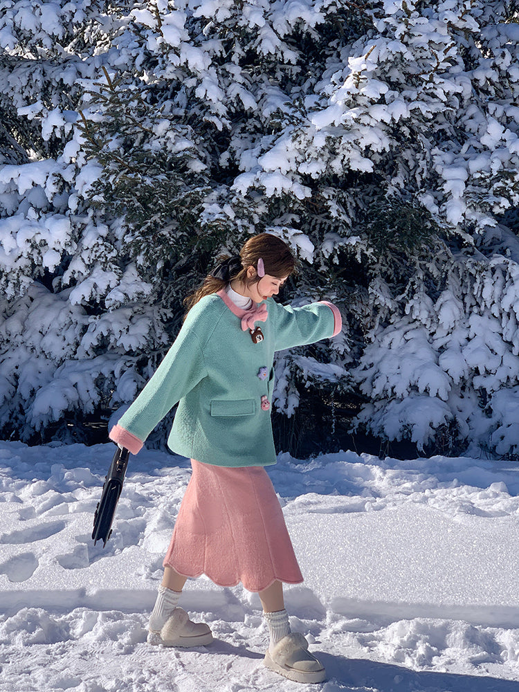 Dopamine Cloud Mint Coat & Blush Bud Skirt-ntbhshop