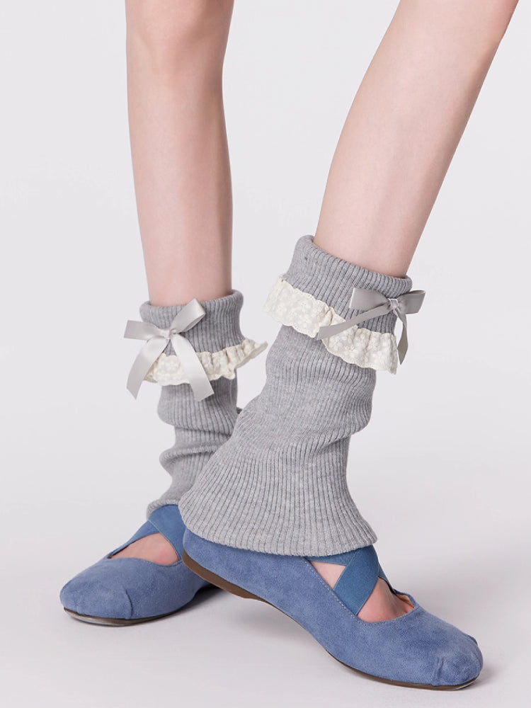 Ribbon Latte Lace Leg Warmers-ntbhshop