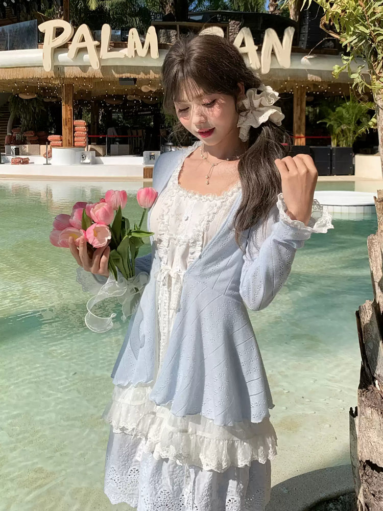 Spring Petal Lace Layer Dress-Dresses-ntbhshop