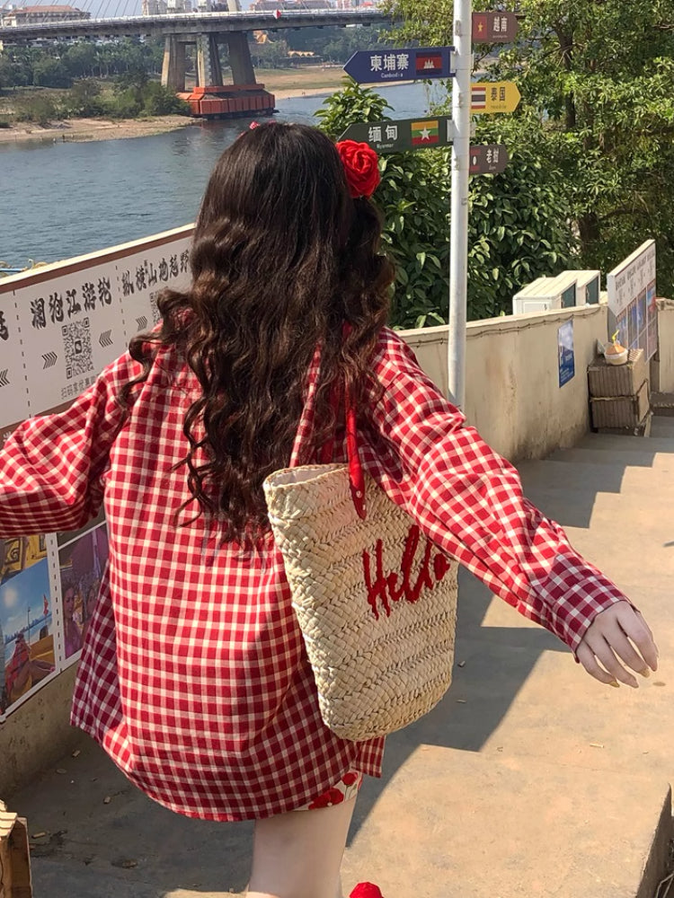 Rainbow Crush Oversize Check Shirts-ntbhshop