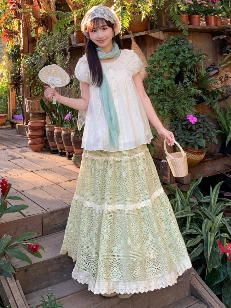 Forest Lace Crochet Skirt-Bottoms-ntbhshop